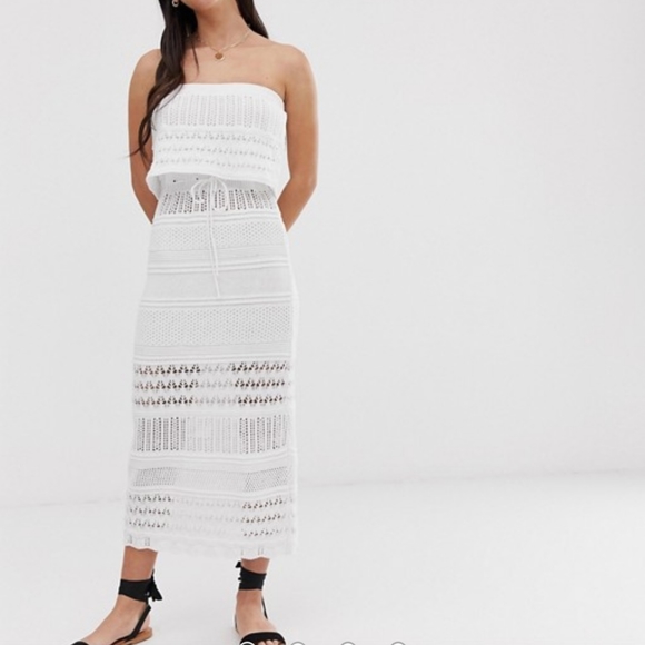ASOS DESIGN white crochet bandeau maxi dress - Picture 2 of 4